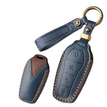 Imagem de HIBEYO Capa de chaveiro de couro adequada para BYD Atto 3 Han EV Dolphin Durável Second Song Pro Tang Dm Qin Plus MAX Yuan Acessórios de carro Smart Remote Auto Key Shell com protetor de chaveiro tipo