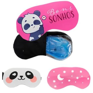 Imagem de Mascara De Dormir Tapa Olho Gel Termico Infantil Embutido Confortável Unissex Viagem Anti Olheiras Bloqueio de Luz Blackout Claridade Premium Repouso Tampão Protetor Divertido Motivacional (Rosa)