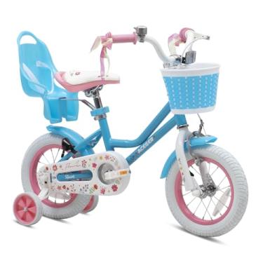 Imagem de ACEGER Bicicleta para meninas com cesta para crianças de 2 a 12 anos, 12 14 16 18 polegadas com rodas de treinamento, estilo princesa com serpentinas, freio de mão e freio de montanha-russa, várias