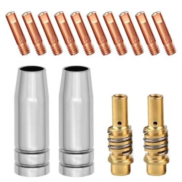 Imagem de Eagles Kit de tocha de soldagem MB15 15AK MIG ponta de contato 0,05 polegada 0,8 mm bocal difusor cobre MIG consumíveis de pistola de solda, pacote com 14