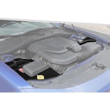 Imagem de Jimen Adequado para Dodge Challenger 2015-2023, 3 peças capa contra poeira do fio do motor e tampa do tanque de arrefecimento e kits de acabamento de tampa de tanque de lavadora de para-brisa (fibra