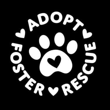 Imagem de Adesivo de vinil Adopt Foster Rescue Love Paw Prints Pets NOK |Carros Caminhões Paredes Laptop| Branco |14.0 x 13.7 cm|NOK2313