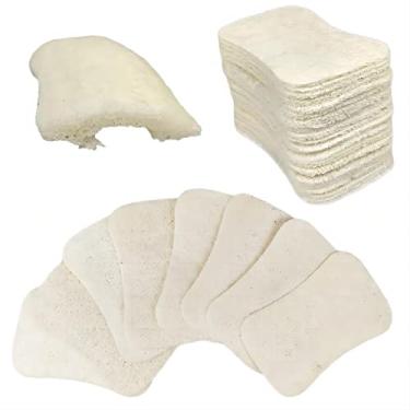 Imagem de Pacote com 50 esponjas naturais de bucha, multiuso, sem arranhões, almofada para limpeza de cozinha, banheiro e casa de banho