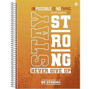 Imagem de Caderno Universitário Animativa, 15 Matérias, Capa Dura, Be Strong, 240 Folhas, Pacote com 2 Unidades