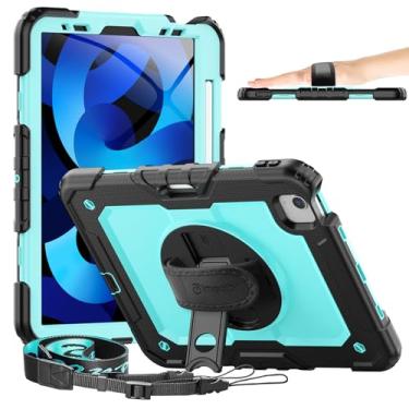 Imagem de Capa Timecity compatível com iPad Air 4ª geração 11 polegadas 2020, com protetor de tela/suporte giratório/alça de mão/suporte de lápis para iPad 11 polegadas (2020 e 2018), azul claro
