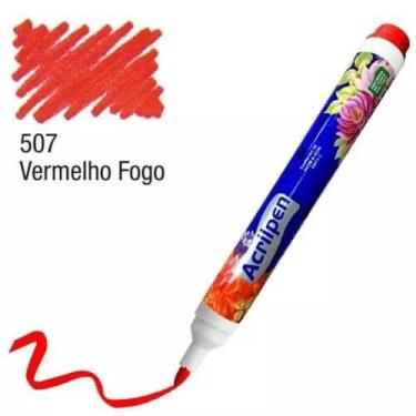 Imagem de Caneta Marcador Tecido Acrilpen Vermelho Fogo Ref. 507 - ACRILEX