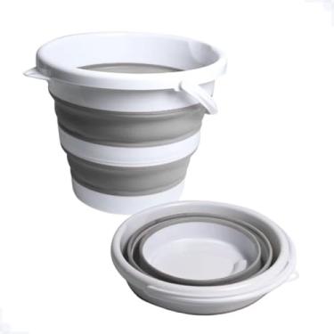 Imagem de Balde Multiuso Flexível Dobrável Retrátil De Silicone 10L Com Alça para Limpeza