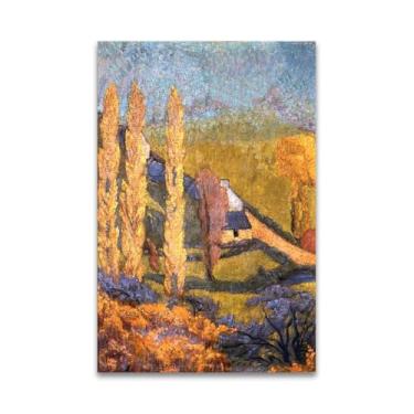 Imagem de RYLJCZ Reprodução de pinturas a óleo Paul Sérusier - Cenário de outono - Impressão de arte de paisagem vintage - Arte de parede em tela para decoração de casa e escritório 30 x 48 cm (11,8 x 18,8 pol