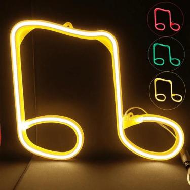 Imagem de Nota De Musical Armação De Led Neon Para Decoração Bar Baladas Quarto 