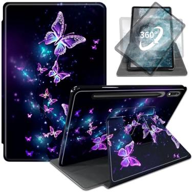 Imagem de WZCJDHMJ Capa para Samsung Galaxy Tab S10 Ultra de 14,6 polegadas 2024,360 com suporte giratório de couro PU com função despertar/hibernar automática e suporte para caneta S para Galaxy Tab S9 Ultra