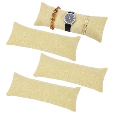 Imagem de PH PandaHall 4 peças de almofadas de relógio longo, 24 x 9,5 cm de tecido de linho, pulseira de travesseiro, exibição de relógio, almofada, pulseira, almofadas para casa, negócios, vendas, joias