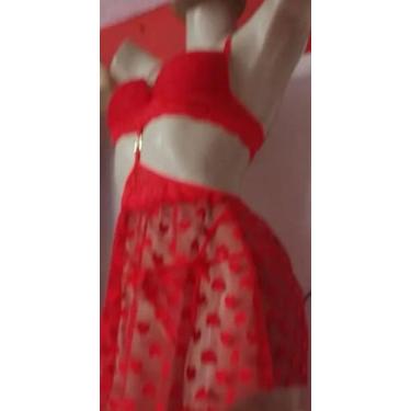 Imagem de Camisola com calcinha completo com renda com coração - Camsola