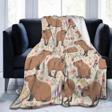 Imagem de Cobertor de lã de pelúcia Putxubio Capybara 100x125cm para crianças