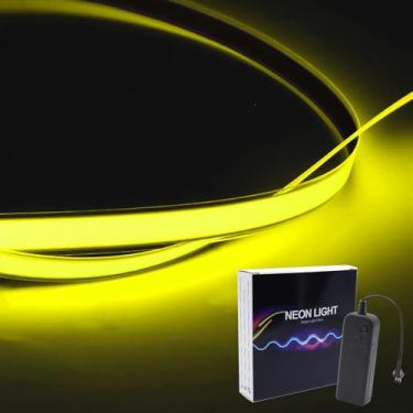 Imagem de EL Luz brilhante neon 1 metro – 3 modos de permanência ligada/flash lento/estroboscópio rápido, kit de luz de fantasia eletroluminescente DIY para festa de Halloween, Natal, festival, pub, artesanato,
