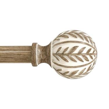 Imagem de Varão de cortina QDWIS Boho Wood para janelas de 122 a 213 cm rústico