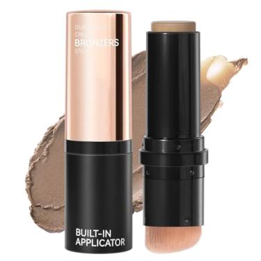 Imagem de Erinde Bastão de bronzeador de contorno creme, bastão de contorno de acabamento natural, bastão bronzeador fosco suave e misturável, à prova d'água e de longa duração, 01 tom quente