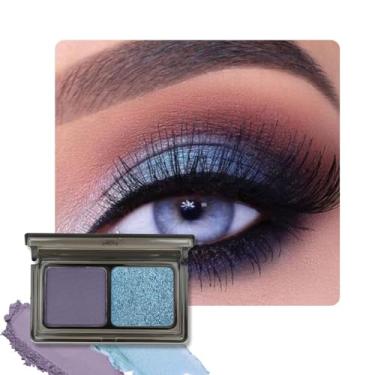 Imagem de AMY'S DIARY Paleta de sombras de 2 cores azul brilhante + roxo profundo – Sombra fosca brilhante para maquiagem dos olhos, longa duração e altamente pigmentada, vegana e livre de crueldade para