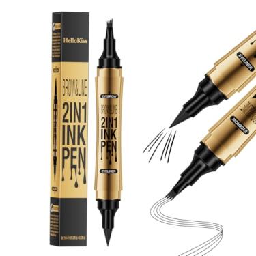 Imagem de Lápis de sobrancelha, impermeável, microblading, caneta de sobrancelha, 2 em 1, de longa duração, 4 pontas, delineador de sobrancelhas preciso para criar um visual natural de cabelo que dura o dia