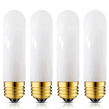 Imagem de KODBPJ Pacote com 4 lâmpadas T10 E26 base de candelabro fosco, lâmpadas Edison reguláveis de 40W, branco quente 3000K, 300LM, CRI82, lâmpada tubular vintage fosca