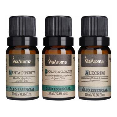 Imagem de Kit Óleo Essencial Lavanda 100% Natural Via Aroma 10ml Menta Piperita 