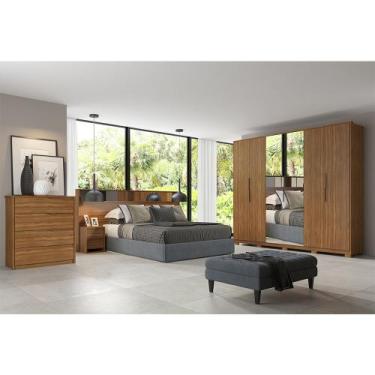 Imagem de Roupeiro de Casal Izabella c/ Pés 6 Portas c/ 2 Espelhos Amêndola - Be