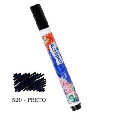 Imagem de Caneta Marcador Para Tecido Acrilex Acrilpen Preto 520, Preto