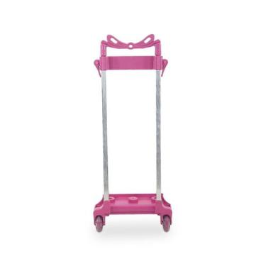 Imagem de Carrinho suporte mochila 35 cm rodinha mochila escolar rosa - Mobfort