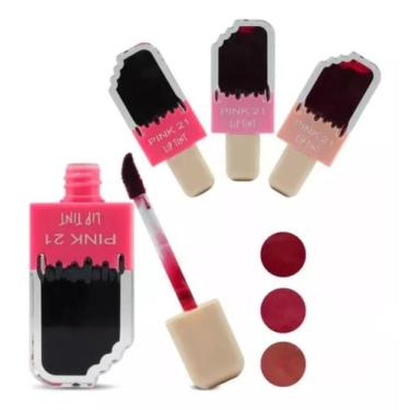 Imagem de 3 Lip Gloss Lip Tint Batom Fórmula Leve Hidratante Suave - Nova Avenid