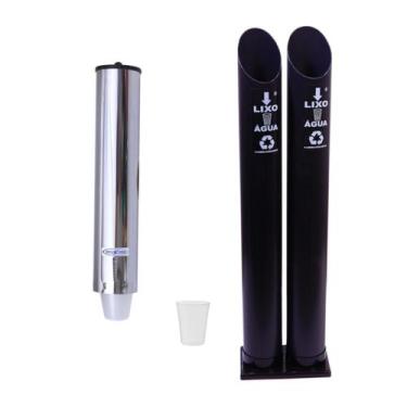 Imagem de Kit Coletor Duplo Água PVC E Dispenser Redondo 200ml Inox - Aldinox, P