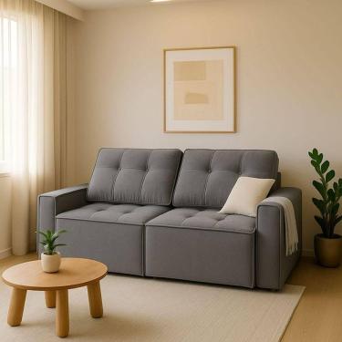 Imagem de Sofá Retrátil Reclinável 2 Lugares Para Recepção Suede Cinza