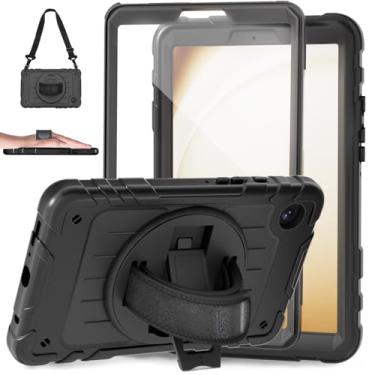 Imagem de Stweap Capa para Samsung Galaxy Tab A9 de 8,7 polegadas 2023, com alça de mão giratória 360 e alça de ombro, capa protetora para tablet Galaxy Tab A9 22.1 cm SM-X110/X115/X117 (preto)