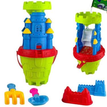 Imagem de kit Balde de praia Castelo moinho água pá rastelo Brinquedos - Marca