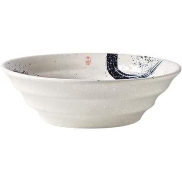 Imagem de Saladeira de cerâmica de tamanho grande, tigela fundo criativa japonesa de tamanho grande | Chucrute tigela de peixe tigela de sopa restaurante, # D (12