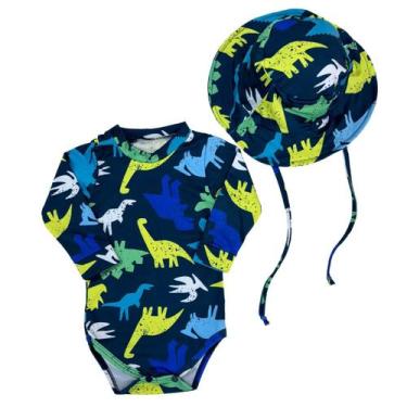 Imagem de Kit Body + Chapéu Bebê Proteção Solar Praia Piscina Verão - Fofotinhos