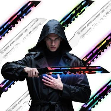Imagem de Punk Tactical Knife - 22" Futuristic Neon Blade Perfect for Halloween Cosplay, Compatible with LED Masks & Punk mask (Two Knives)