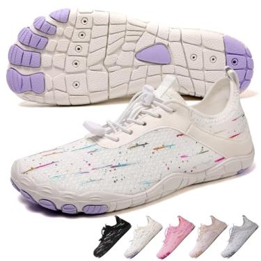 Imagem de Tênis de caminhada descalço feminino, masculino, unissex, respirável, antiderrapante para caminhada, bico largo, para caminhadas, corrida, ioga e esportes aquáticos, Roxo colorido, 5 Wide Women/3 Wide