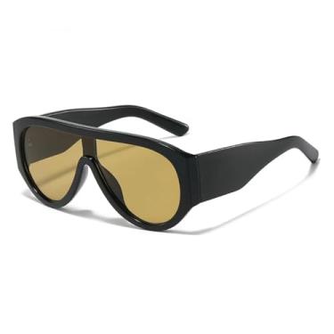 Imagem de JRLLFD Óculos de sol punk grandes femininos, armação grande, moda masculina, peça única, para dirigir, UV400 (chá preto)