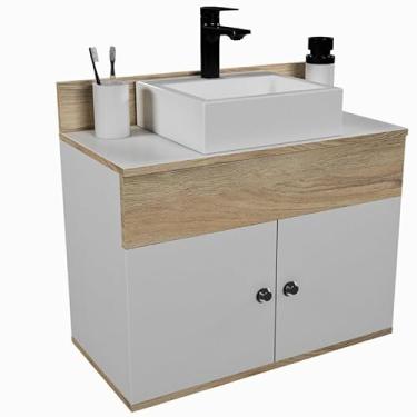 Imagem de Gabinete de Banheiro c/Espelho Sevilha 60cm MSQD Branco Brovália