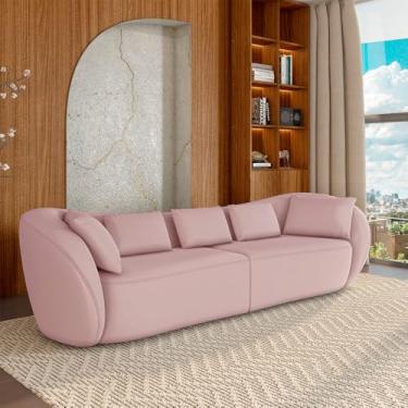 Imagem de Sofá Bipartido Sala de Estar Diamond 232cm com Almofadas Soltas Veludo Rosê G52 - Gran Belo