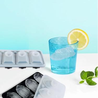 Imagem de DJAPWPX 2 peças de molde 3D de cubo de gelo 3D com 4 furos com funil de silicone 3D bandeja de gelo 3D em forma de navio com tampa, molde de gelo de silicone de liberação fácil para sabão de suco de