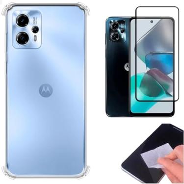 Imagem de [GL CASES] Capa Moto G13 Capinha Moto G13 Case Slim Clear Anti Impacto Reforçada Silicone Transparente Flexível Anti Choque + Pelicula De Vidro 3D Cobertura Total