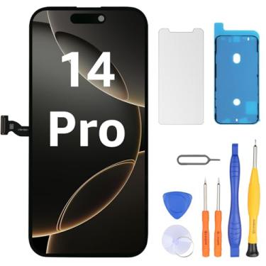 Imagem de LL TRADER Substituição de tela para iPhone 14 Pro 15.5 cm LCD Retina FHD Display COF Touch Screen Digitalizador com kits de ferramentas de reparo, fita impermeável, protetor de tela (Truetone