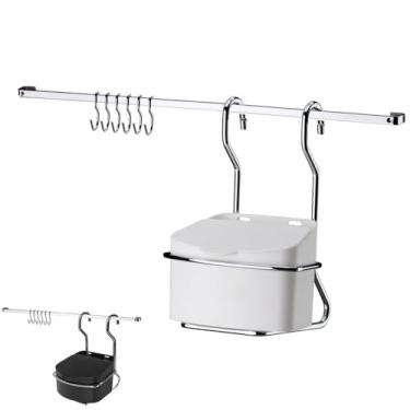 Imagem de Kit Cozinha Barra 45cm De Parede Cromada Com 6 Ganchos + Saleiro 500g - Future (Branco)
