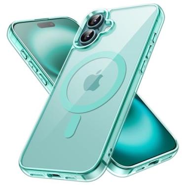 Imagem de JETech Capa Magnética para iPhone 16 6,1 Polegadas Compatível com MagSafe, Case Protetora de Telefone à Prova de Choque, Capinha Parte Traseira Transparente Anti-Riscos (Azul Verde)
