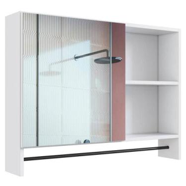 Imagem de Armario Para Banheiro 01 Porta Com Espelho 80cm Branco PRODDY - Milani