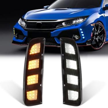 Imagem de AFOGGEST Luzes de circulação diurna para Honda Civic Type R 2017 2018 2019 2020 Luzes de neblina LED DRL com seta âmbar dinâmico