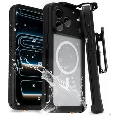 Imagem de MOTIVE Capa para iPhone 17 Pro com clipe de cinto, proteção total à prova d'água de 360°, protetor de tela integrado, carregamento sem fio compatível com capa coldre para iPhone 17 Pro, 6,3 polegadas