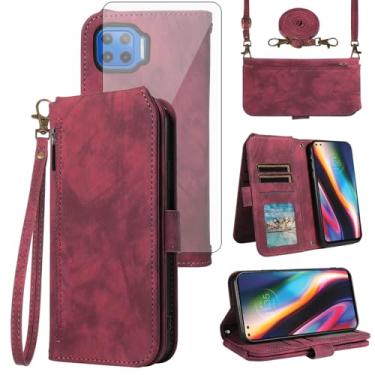 Imagem de Asuwish Capa de celular para Motorola Moto One 5G/One5G UW/Moto G G5 Plus capa de celular carteira com protetor de tela de vidro temperado alça transversal flip porta-cartão One Lite XT2075-1 feminino
