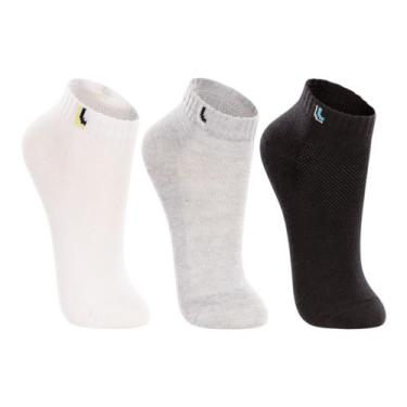 Imagem de Meia Lupo Infantil 2725 Kit 3 Pares -, Branco, Cinza, Preto, 24-29