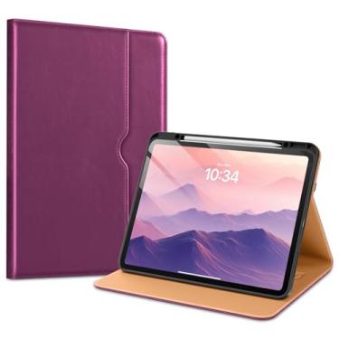 Imagem de VIKESI Capa para iPad Pro de 13 polegadas (M4) 2024, capa de couro com suporte para Apple Pencil, despertar/hibernar automaticamente, vários ângulos de visualização, alça de mão e bolso embutidos